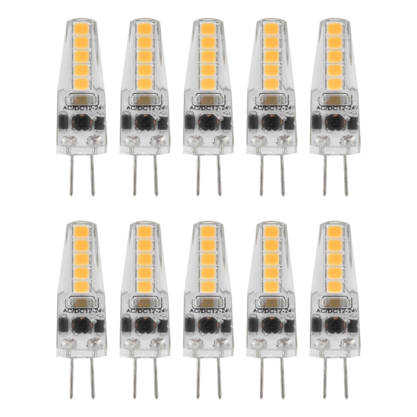 10pcs G4 LED Bulbs 2W Bi Pin Base Dimmable Lamps for Chandelier Ceiling Lamp Table Lamp Warm White 3000K AC 12‑24V