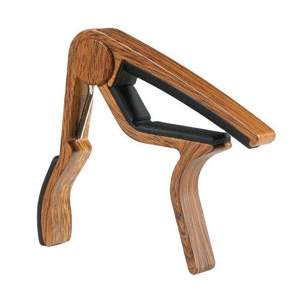 Alloy Flat Klassisk Gitarr Capo för Klassisk Gitarr Nylon med 5 Plektrum, Trä Färg.