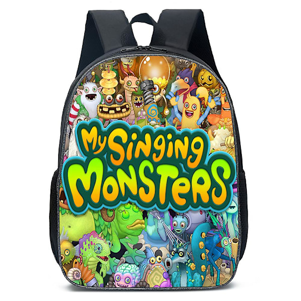 Vandtæt My Singing Monsters Trykt Mina Singing Monsters Trykt Børnerygsæk Skoletaske Rejserygsæk til Drenge Piger Rygsæk Skole B A