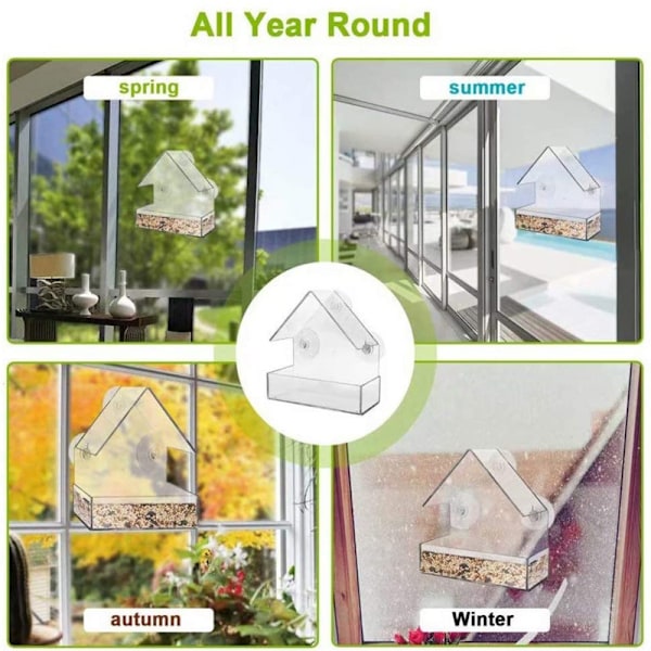 Fuglefoderhus Form Vandafvisende Transparent sugekop Ed