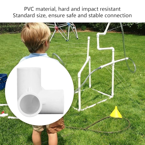 3-vägs PVC-hörn 3-vägs rörkopplingar PVC 10 st 3-vägs rörkopplingar PVC plast rätvinklig T-hörnkoppling 20 mm innerdiameter (vit)