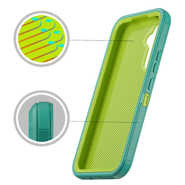 TASHHAR Samsung Galaxy A54 5G Fodral med Bältesklämma Holster Militärklass Tungt 3 i 1 Stöttålig Pansar Robust Hållbar för Galaxy A54 5G greenyellow