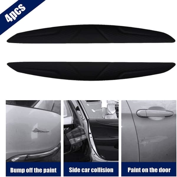 4x Sorte Auto Dørkant Anti-kollisionsstrimler Silica Gel Protecto