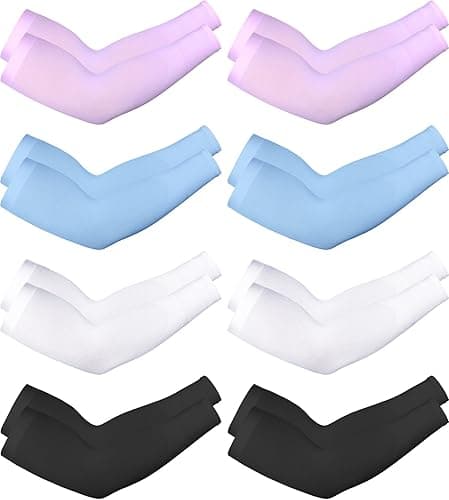 Unisex UV-ärmar för solskydd, 8-pack White Black Pink Skyblue