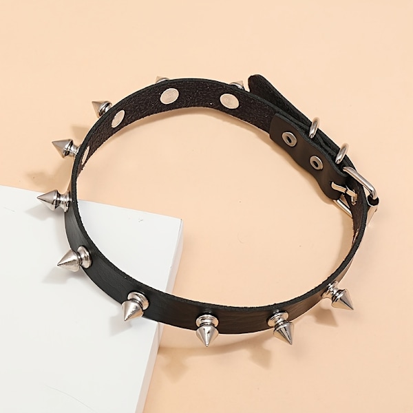 Punk Rock Niitattu PU Nahkainen Kaulakoru Miesten Muoti Niitti Piikki Hobnails Choker Soliskuoppa Kaulakoru Type D-Long Nails