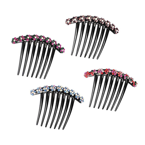 Hårkam set med 4 strass tänder hårkam