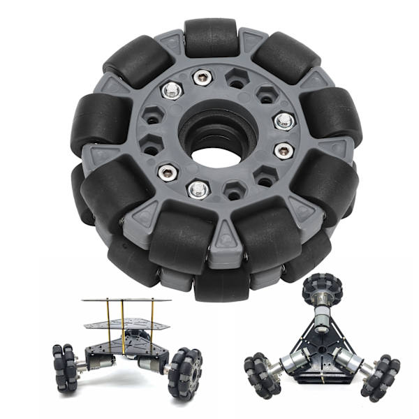 100mm Kestävät Nylon-Kumi Laakerirullat Omni-Pyörät Robottikilpa-Autojen Pyörille 14041