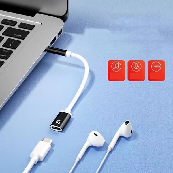 3,5 mm han til Type C hun hovedtelefonstik adapter USB C til Aux lydkabel{yh}