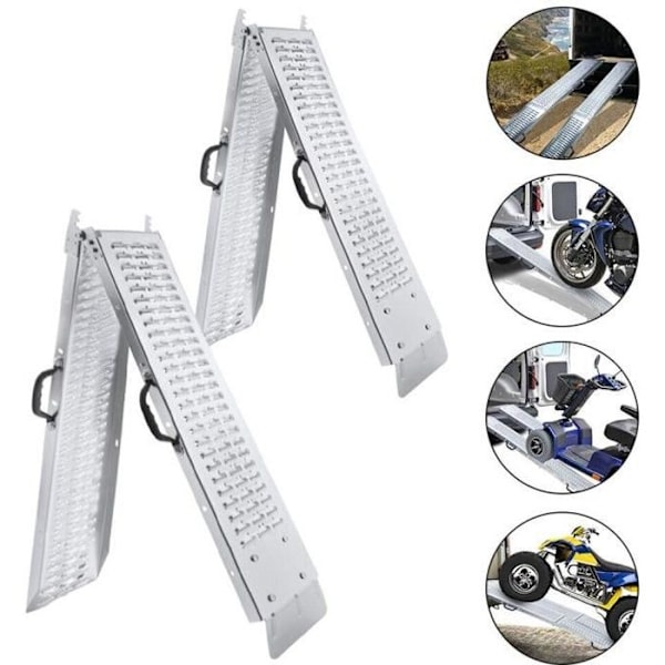 XMTECH Paket med 2 Lastramper Vikbar Ramp Galvaniserat Stål 400 kg för Motorcykel, Släpvagn, Husvagn, Bil