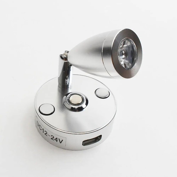 Dc12v 24v Rv Båd LED Læselampe Fleksibel Væglampe til Soveværelse Dekoration RV Lamper med USB Oplader Cool White B-Silver