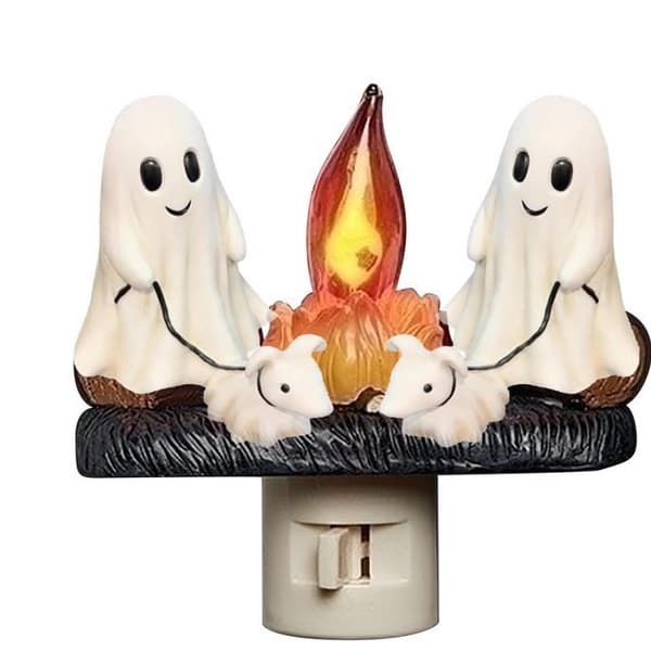 Halloween Spøgelsesnatlysæt, Spooky Plug-In Spøgelseslamper, Lysende Hjem- og Havepynt til Halloweenfester **Type A stik Type A socket