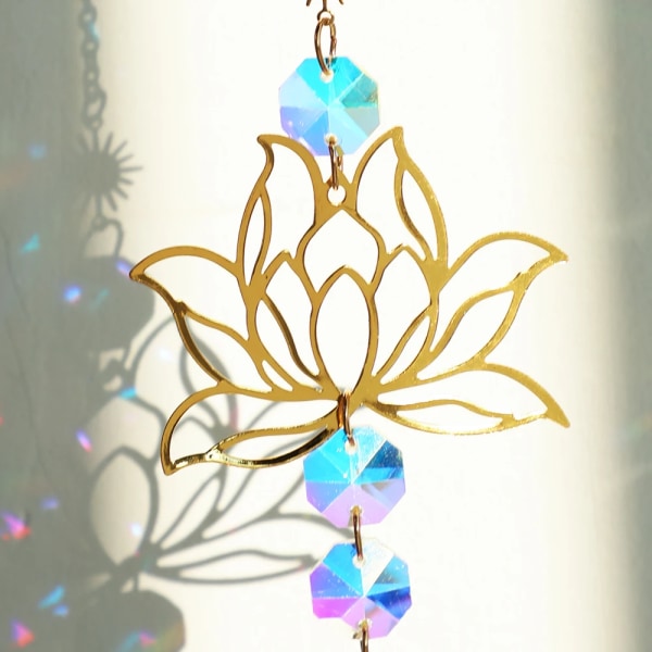 Lotus Auringonpyydy Chakra Riippuvat Kristallit Sateenkaari Auringonpyydyt Charmi Värillinen Lasiprisma Auringonpyydyt Ikkuna Puutarha Koti Dekor