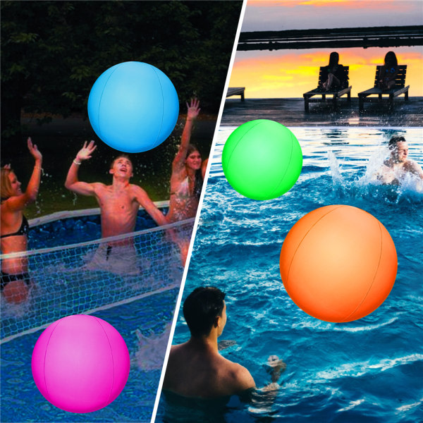 Oppblåsbar strandball LED-lys bassengfest svømme vannspill leker