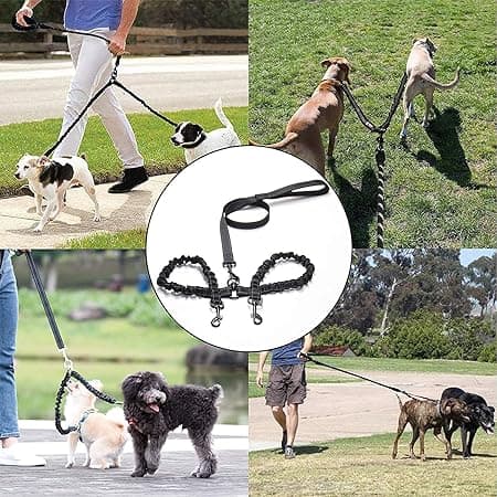 Dubbel hundkoppel 360° trasselfri koppel för 2 hundar Dubbel hundkoppel