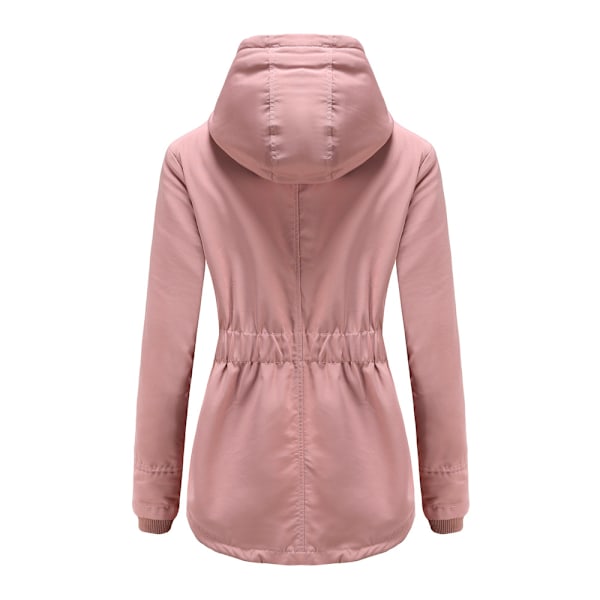 Kvinder Vinter Varm Sherpa Foret Jakke Tung Parka Frakke Med Hætte Pink Pink L