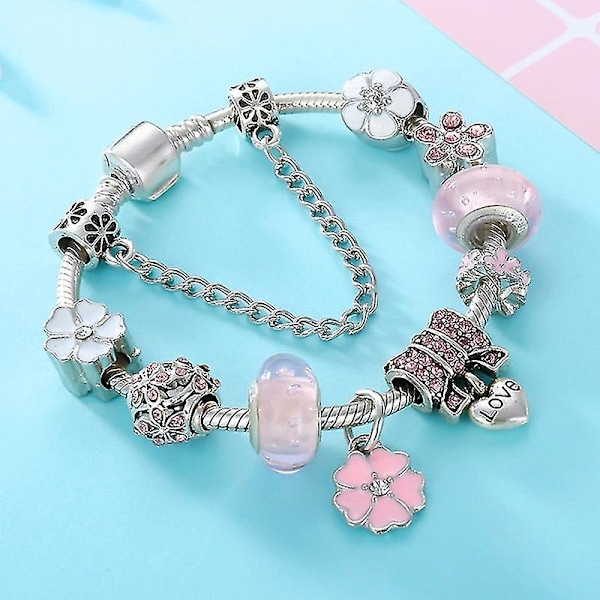 Charm Armbånd Mode Kvinder Perle DIY Pandora Stil Smykker 17