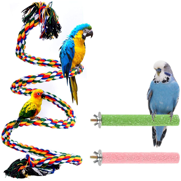 Lintupuukeppi Lintuköysikeppi Lintulelut 3 kpl Paratiiseille Kakaduille, Conureille, Aaroille, Undulaateille, Peipoille