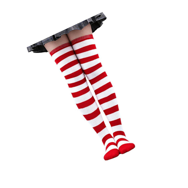 1/2/3/5 Raidallinen Sukat Mukavat Reiden Korkeat Sukat Puku Valkoinen Punainen 50cm White Red 50cm 2 Set
