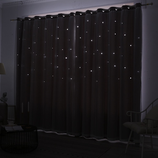 2 dobbeltlags åbent stjerneformet gardin 1.5*2.7M-beige