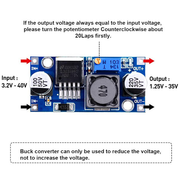 6 stk. LM2596 DC til DC højeffektiv spændingsregulator 3.0-40V til 1.25-35V Buck Converter DIY strømforsyning trin-ned modul