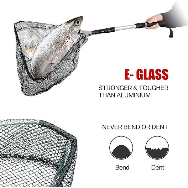 Triangulär hopfällbar nätkopia fiskenät aluminiumlegering triangulär A teleskopisk positioneringsstång fiskekopia fiskenät ficka 1.5m