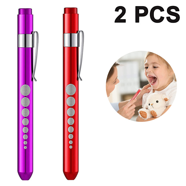 2 stk. Pen Flashlight Aluminiumlegering Pen Light LED Pen