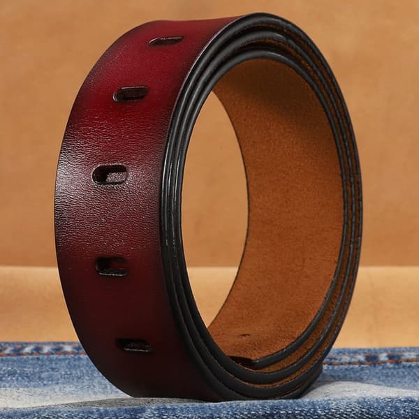 Äkta läderbälte utan spänne [BT} 02 Brown 3.8cm