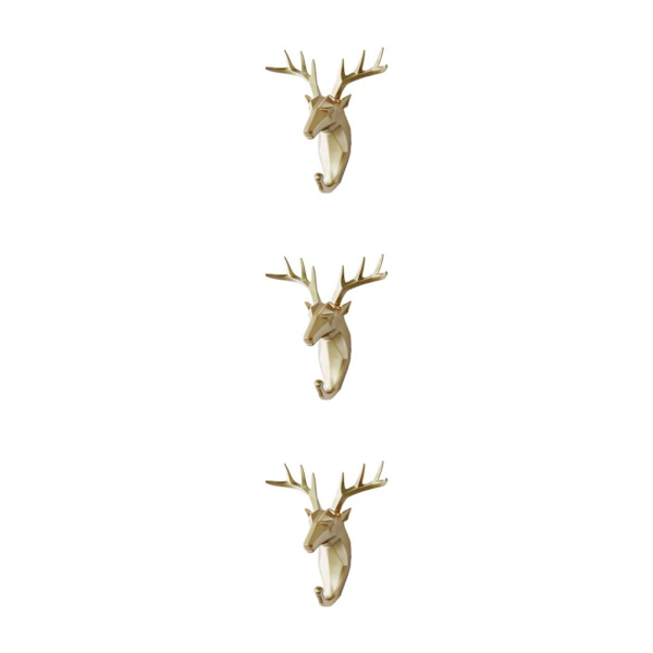 1/2/3/5 Robust og holdbar dyrehoved nøglekrog til enkelt gylden (hjort) golden (deer) 3 Sets