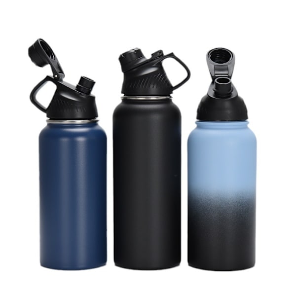 Rustfrit stål rumflaske dobbeltlags vakuum stor kapacitet rumkrus udendørs sportsvandflaske spray plast klassisk sort 1L 1L 1L Sprayed classic black