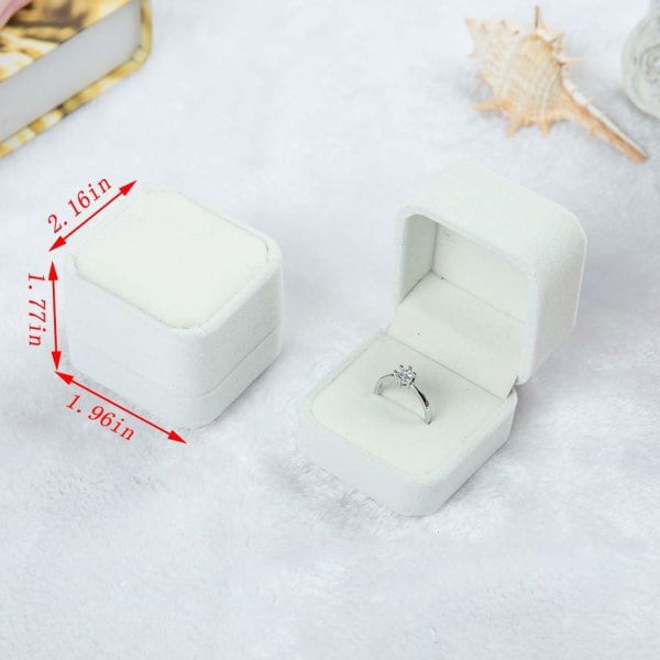 3-pack sammetsringlådor, fodral med örhängen, ringörhängen presentförpackningar, smyckendisplay (vit, ringlåda)
