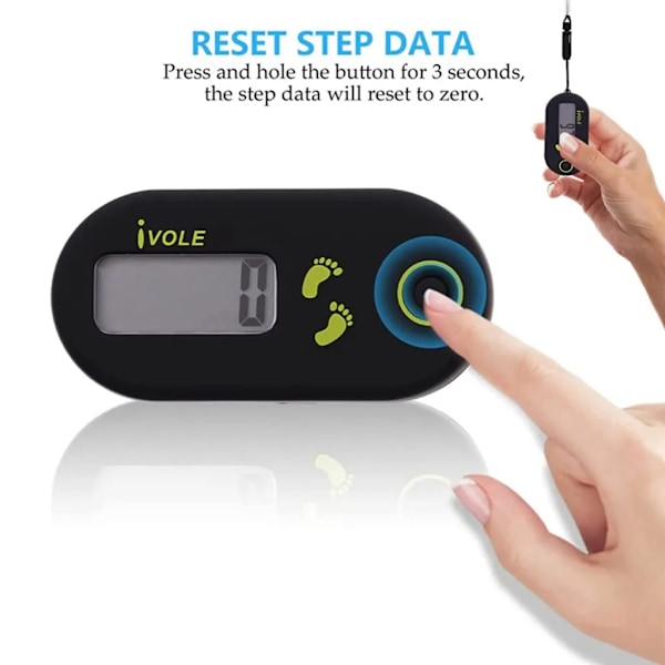 3D Elektronisk Skritteller Sports Mini Skritteller med Klips og Snøre til Jogging/Vandring/Løping/Gåing