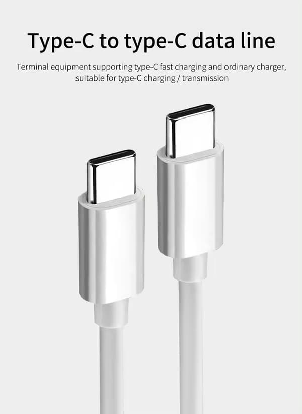 2-PAK 2m hurtig opladerkabel USB-C til USB-C Hvid