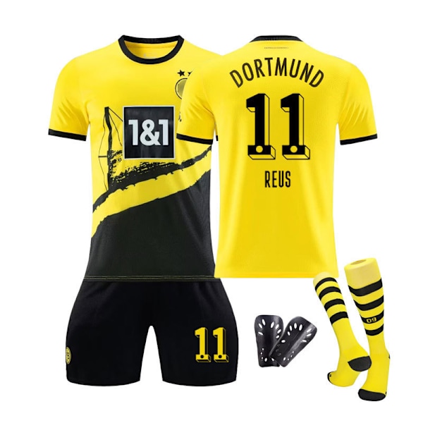 23/24 Dortmund Hemma Fotbollströja Set med Strumpor och Skydd 11 REBS 11 REBS 3XL