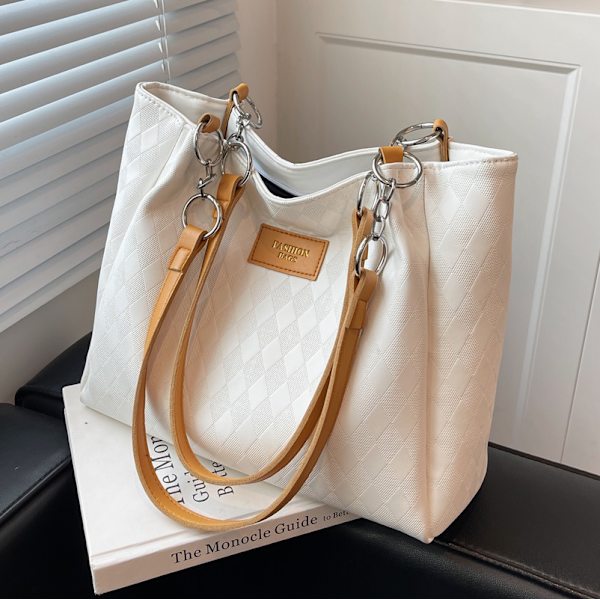 2024 Ny Senior Sense of Explosion Modeller Tote Bag Dame Stor Kapasitet Arbeid Pendler Bag Struktur Skulder Bag khaki