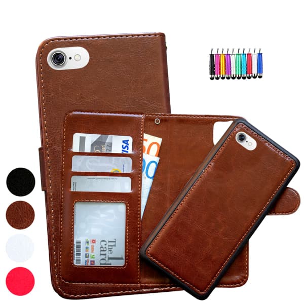 iPhone 7/8/SE (2020 & 2022) - Wallet Case / Magnetisk Case + To Brun