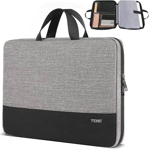 Laptop Taske, 15,6 tommer TSA Laptop Sleeve Computertaske Vandafvisende Computertaske Bæretaske Kompatibel til, Grå