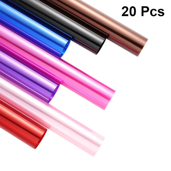 20 kpl 56cm-58cm läpinäkyvää sellofaanikäärettä 7 väriä vedenpitävää sellofaanikäärettä kukkakimppujen käärimiseen taiteisiin ja käsitöihin Satunnainen väri