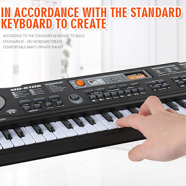 61 Tangenter Elektronisk Orgel Digital Klaver Keyboard med Mikrofon Børns Musik Legetøj til Børn