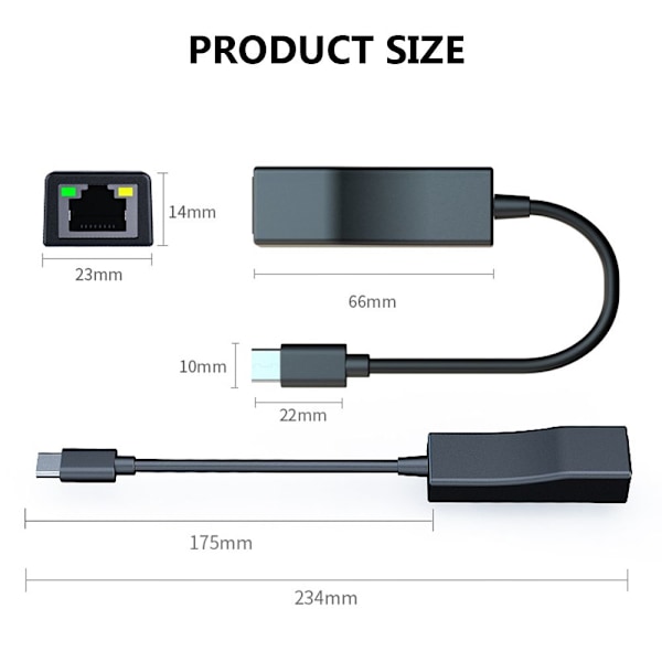 Ethernet-sovitin Type-C - RJ45 USB 3.1