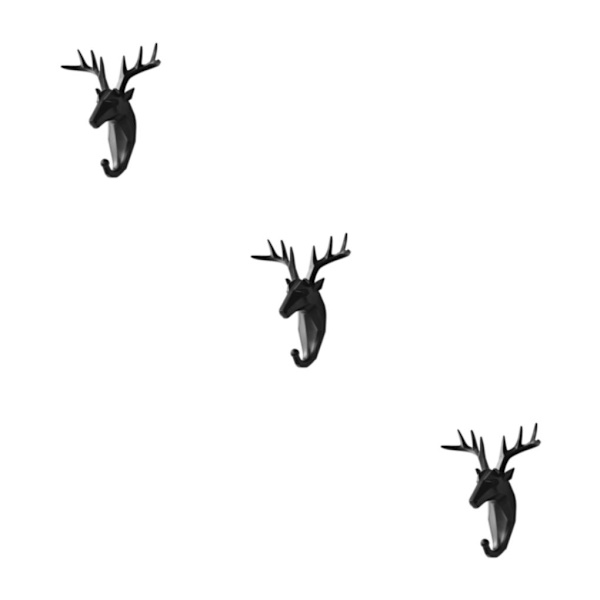 1/2/3/5 Robust og holdbar dyrehoved nøglekrog til enkelt sort (hjort) black (deer) 3 Sets