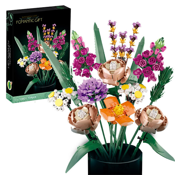 Buket af vilde blomster, kunstige planter med valmuer og lav