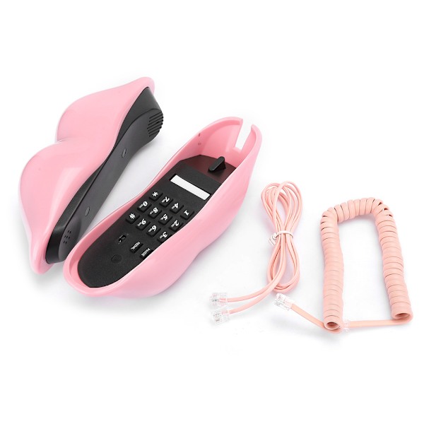 European Style Home Phone Fashionable Pink Lips Shape Desktop Landline Phone