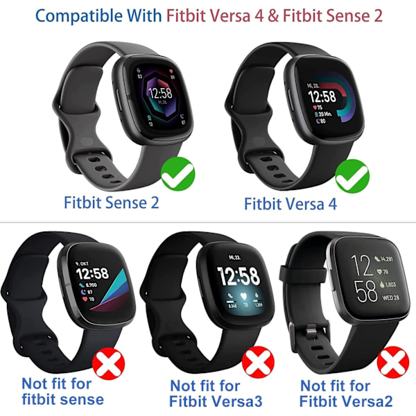 Diruite 4-pack fodral för Fitbit Versa 4/Sense 2 skärmskydd, HD stöttåligt mjukt TPU fullständigt skydd skärmskyddsfodral för Fitbit V Black+Silver+Rose Gold+Clear