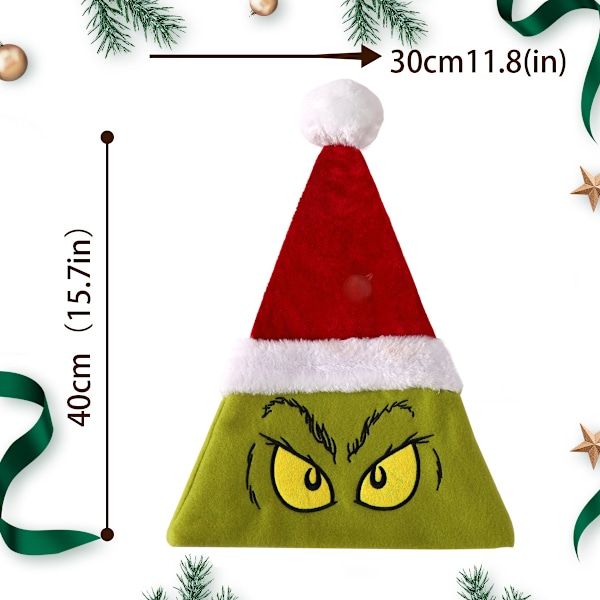 Grinch Julhatt - Het Säljande Cartoon Animation Julhatt för Vuxna och Barn - Julgåva Dekoration Cartoon Julhatt
