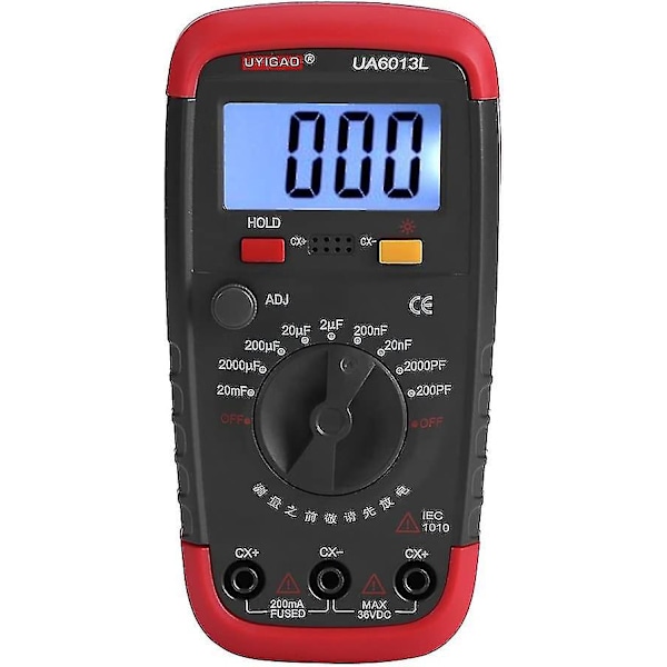 Digital kapasitansmåler Kondensator Tester 0,1pf - 20000uf med LCD-bakgrunnsbelysning Max 1999 Display