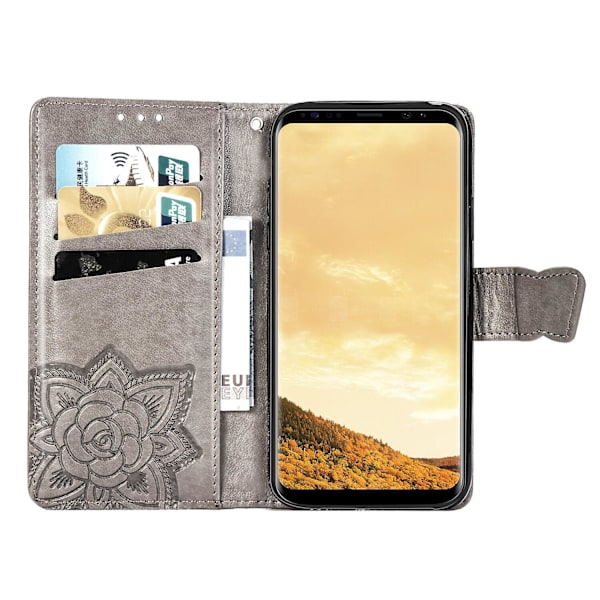 Kompatibel med Samsung Galaxy S8 Plus Fodral Flip Cover Präglad Fjäril Mjuk Tpu Stötsäkert Skal Slim - Grå null[qb] null none