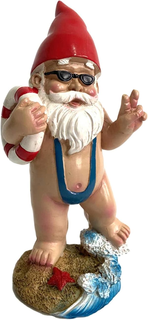 Hagegnomer Statue med Solcellelamper, Stor Hagegnome