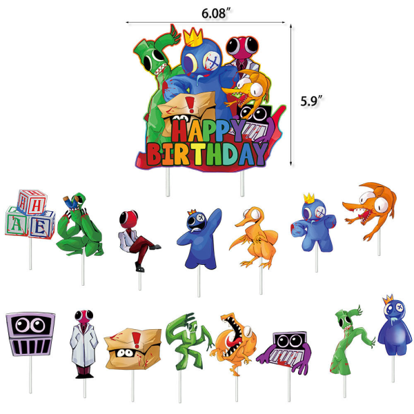 Rainbow Friends Bursdagsfest Dekor Banner Topper Ballonger Barn