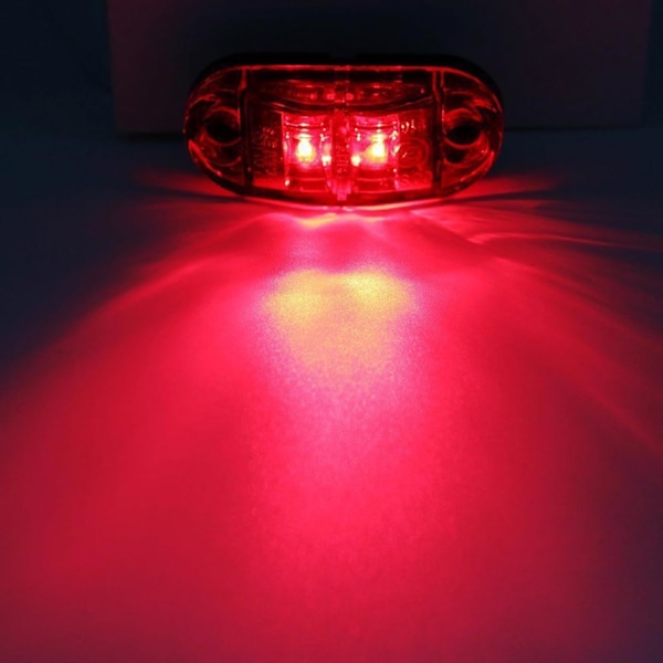 10X 2 LED Sidemarkerlys 12/ 24V Tilhenger Sidelys Advarselsrødt Lys for Lastebil Bobil Caravan Ed