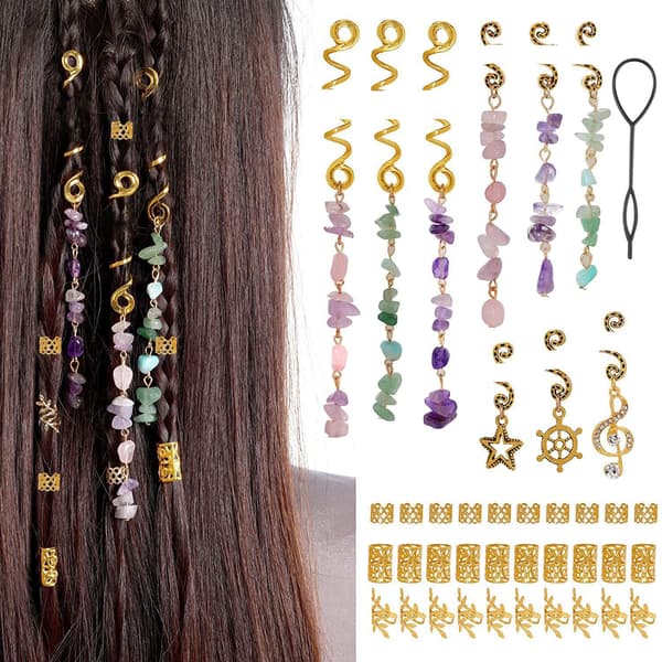 DIY Legering Flette Hår Mansjetter Sett 40 STK, Gull og Sølv Dreadlock Smykker Tilbehør for Hårstyling og Dekorering Silver (40pcs)